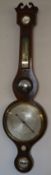 19th century banjo wall barometer with silvered dial,