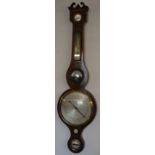 19th century banjo wall barometer with silvered dial,