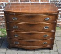Reprodux Regency style bow fronted chest of drawers