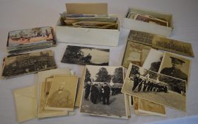 Various postcards / picture postcards including military interest, various stamps,
