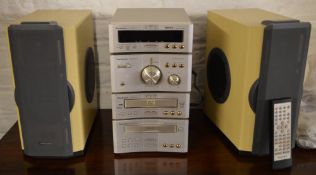 Technics Mini HiFi stack including stereo tuner, stereo amp, dvd audio/video player,