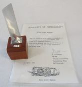 Small mounted compressor blade sold at RAF Binbrook in 1988 to mark the end of the Lightnings