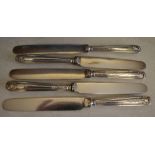5 silver handled butter knives, total approx weight 4.