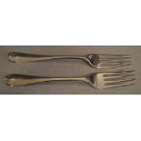 2 silver forks, mixed makers, total approx weight 2.