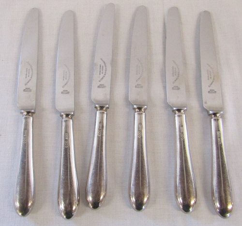 Set of 6 silver handled knives Sheffield 1965