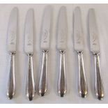 Set of 6 silver handled knives Sheffield 1965