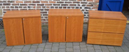 3 wooden suspension filing cabinets