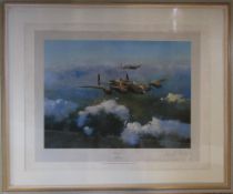 First edition print of a Lancaster bomber by Robert Taylor 1979 signed in pencil by Group Captain
