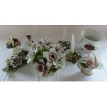 Various floral ceramics inc Capodimonte and Aynsley (some af)