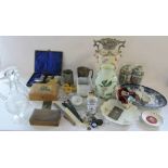 2 boxes of assorted ceramics, glassware, fans,