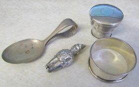 Silver napkin ring Birmingham 1925, perfume lid Birmingham 1925,