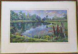 Framed pastel drawing 'Stillwaters' by Ann Stafford 64 cm x 44 cm