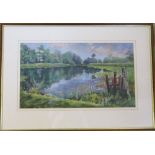 Framed pastel drawing 'Stillwaters' by Ann Stafford 64 cm x 44 cm