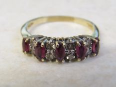 9ct gold ruby and diamond ring size L