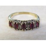 9ct gold ruby and diamond ring size L