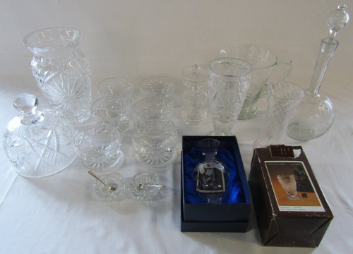 Various glassware inc Bohemia, salts (inc silver spoon),