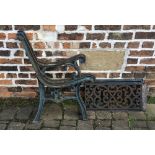 Pair of cast iron bench ends & back