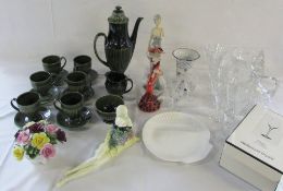 Assorted ceramics and glassware inc Carlton ware 'Athena Roman' green coffee set and Wedgwood