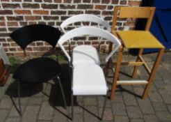 A pair of 'Nile' white contemporary chairs by Fred Scott RDI,