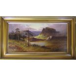 Oil on canvas of a Highland loch scene with sheep in foreground by Sidney Yates Johnson (fl