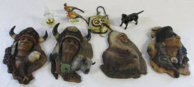 Assorted ceramics inc Beswick dog and Indian wall plaques