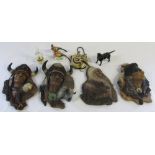 Assorted ceramics inc Beswick dog and Indian wall plaques