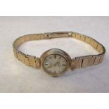 9ct gold ladies vintage Rotary 21 jewels watch with 9ct gold strap weight excluding movement 12.