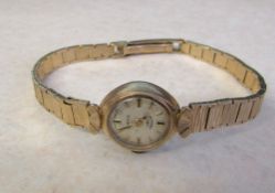 9ct gold ladies vintage Rotary 21 jewels watch with 9ct gold strap weight excluding movement 12.