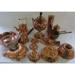 Various copper ware inc pans and moulds