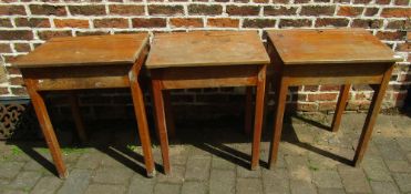 3 wooden school desks