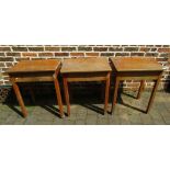 3 wooden school desks