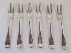 Set of 6 silver forks Sheffield 1922 weight 9.