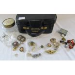 Vanity case containing assorted costume jewellery