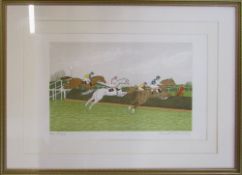 Limited edition Artists proof lithographic print of a horse racing scene by Vincent Haddelsey