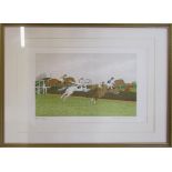 Limited edition Artists proof lithographic print of a horse racing scene by Vincent Haddelsey