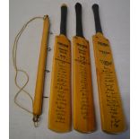 3 Gradidge miniature signed cricket bats