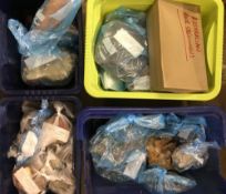 David N Robinson collection - 4 plastic boxes containing fossil & mineral samples