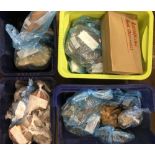 David N Robinson collection - 4 plastic boxes containing fossil & mineral samples