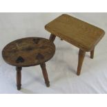 2 miniature wooden stools