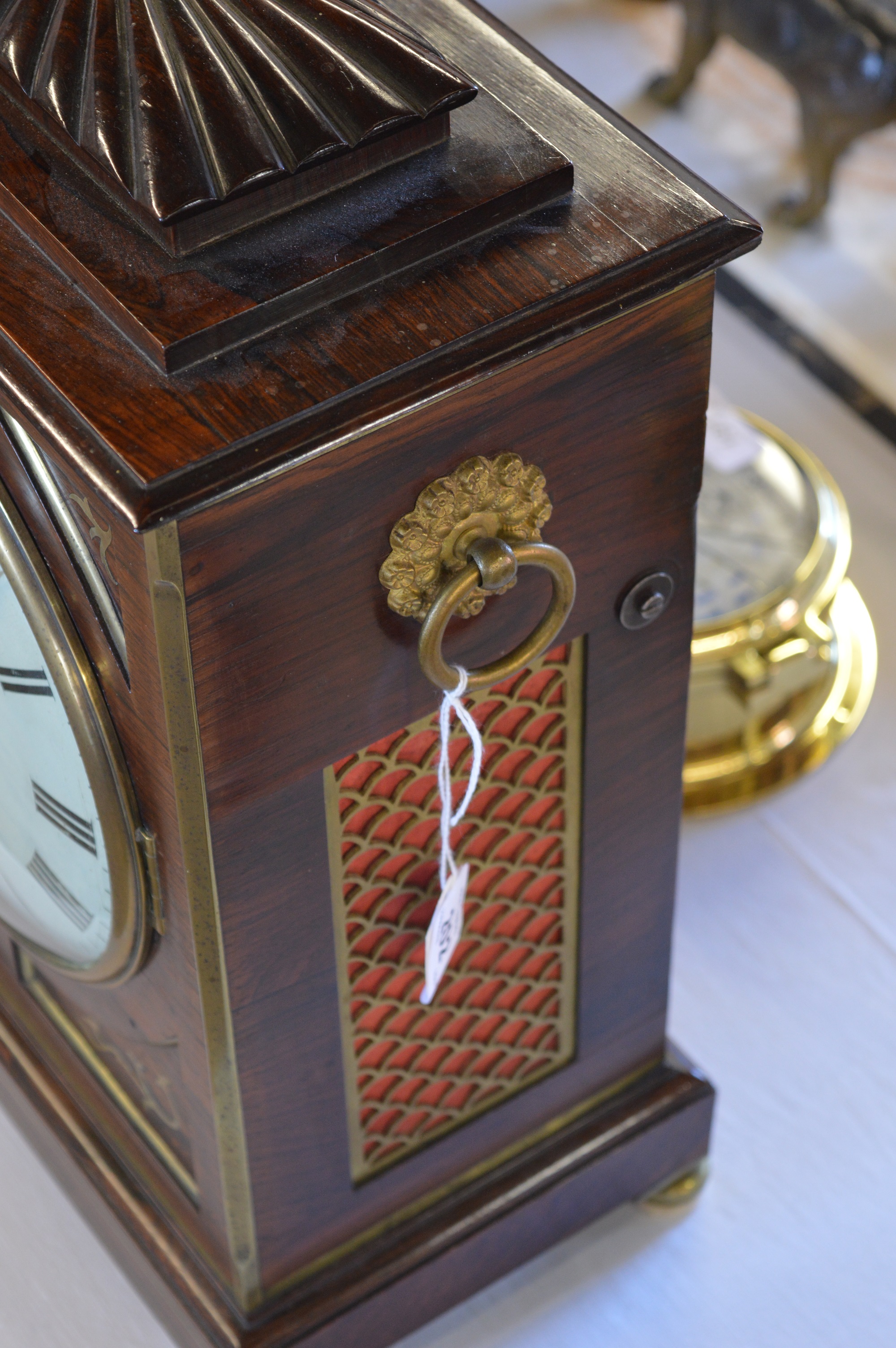 George III / Regency rosewood and brass repeating bracket clock, the dial marked L Leplastrier, - Image 3 of 8