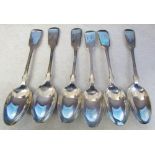 6 silver teaspoons Exeter 1875 weight 3.