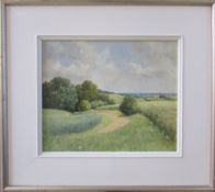 Oil on board 'Above Sutterby' by Baz East (b.1938) signed lower right corner 44 cm x 39.