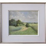 Oil on board 'Above Sutterby' by Baz East (b.1938) signed lower right corner 44 cm x 39.