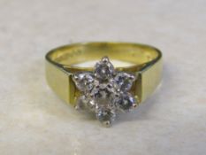18ct gold 1970s diamond cluster ring 0.