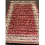 Red ground cashmere tree of life design rug 240cm by 160cm