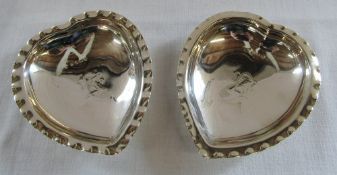 Pair of silver heart shaped bonbon dishes Birmingham 1911 weight 3.