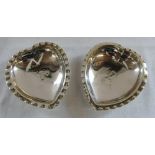 Pair of silver heart shaped bonbon dishes Birmingham 1911 weight 3.