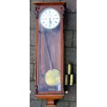 Vienna regulator wall clock maker Johann Kralik in Wien with 3 weights in a cherry wood case with