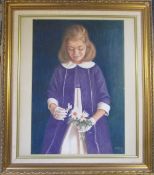 Framed pastel drawing of a child signed WHM 1967 60 cm x 70 cm