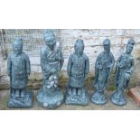 5 Oriental style garden figures